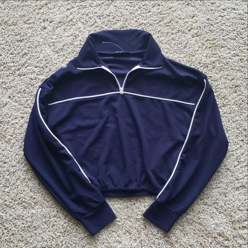 Navy Blue Quarter-Zip Women's Top